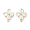 Brass Micro Pave Cubic Zirconia Stud Earring Findings KK-Z094-07G-2