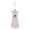 Cotton and Linen Cord Macrame Woven Tassel Wall Hanging EVIL-PW0002-10B-2