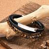 Braided Leather Multi-strand Bracelets for Men BJEW-Z081-16P-1