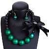 Fashionable Bohemian Style Resin Round Beaded Dangle Earrings & Necklaces Sets FS-WG6B49E-02-1