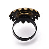 Adjustable Flower Alloy & Iron Bezel Cup Ring Base with Rotatable Tray MAK-T012-08AB-3