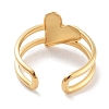 304 Stainless Steel Heart Open Cuff Rings for Women RJEW-K273-11G-3