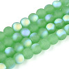 Frosted Imitation Jade Glass Beads Strands GLAA-T032-J8mm-MBB05-1