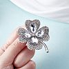 Cubic Zirconia Clover Brooch Pin JBR105G-3