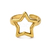 304 Stainless Steel Hollow Star Open Cuff Rings for Women RJEW-K258-07G-3