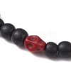 Halloween Skull & Cross Dyed Synthetic Turquoise 6mm Round Beaded Stretch Bracelets BJEW-JB10889-4