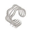 Non-Tarnish 304 Stainless Steel Wave Open Cuff Ring for Women RJEW-M149-36P-3