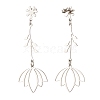 304 Stainless Steel Flower Long Dangle Stud Earrings for Women EJEW-JE05006-5