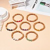 7Pcs 7 Style Natural Wood & Mixed Gemstone Round Beaded Stretch Bracelets Set BJEW-JB08813-2