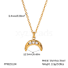 Stainless Steel Micro Pave Cubic Zirconia Moon Pendant Necklaces for Women LI0948-1-1