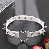 Adjustable Adjustable Gothic PU Leather Alloy Spike Rivet Heart Choker Necklaces for Women NJEW-WH20816-006P-A-3