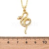 Brass Micro Pave Clear Cubic Zirconia Snake Pendant Necklaces NJEW-S438-02B-G-5