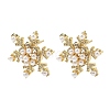 Snowflake Brass Micro Pave Cubic Zirconia Stud Earrings EJEW-G452-03G-4