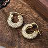 Brass Micro Pave Clear Cubic Zirconia Hoop Earrings EJEW-C502-08G-4