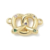 Brass Micro Pave Cubic Zirconia Heart Biscuit Connector Charms KK-G548-06G-02-1