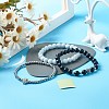 Reiki Crystal Natural Chalcedony Imitation Aquamarine Stretch Bracelets Set for Men Women BJEW-JB06806-01-5