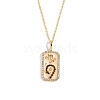 Brass Micro Pave Cubic Zirconia Rectangle with Constellation Pendant Necklaces PW-WG95654-07-1