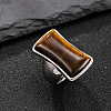 304 Stainless Steel with Natural Tiger Eye Finger Rings for Men FS-WG9BB25-16-1