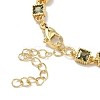 Square Brass Pave Cubic Zirconia Link Chain Bracelets for Women BJEW-P385-04G-02-3