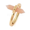 Double Pointed Hexagonal Prism Natural Sunstone Adjustable Rings for Women RJEW-G327-01G-01-1