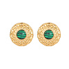 Synthetic Malachite Flat Round Stud Earrings KQ6681-2-1