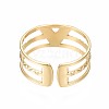 304 Stainless Steel Initial Letter V Open Cuff Ring RJEW-T023-42G-2