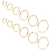 Unicraftale 12 Pairs 6 Style 304 Stainless Steel Flat Hoop Earrings EJEW-UN0002-16-1