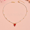 Brass Enamel Heart Pendant Necklaces UR3689-1-4