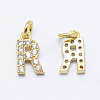 Brass Micro Pave Grade AAA Cubic Zirconia Charms X-ZIRC-P067-11G-R-NR-1