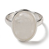 Natural Quartz Crystal Oval Adjustable Rings RJEW-K371-07S-12-3