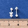 S999 Fine Silver Micro Pave Clear Cubic Zirconia Stud Earrings EJEW-F356-05S-5