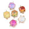 Brass Pave Faceted Glass Square Connector Charms X1-KK-G517-14G-1