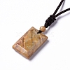 Dyed Natural Fossil Coral Rectangle Pendant Necklace for Women NJEW-C002-02B-3