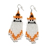 Boho Seed Bead Halloween Ghost with Hat Tassel Earrings EJEW-Q380-04C-1