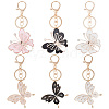 6Pcs 2 Style Butterfly Alloy Enamel Charm Keychains KEYC-PH01513-1