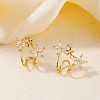 Elegant Flower Brass Clear Cubic Zirconia Geometric Stud Earrings for Women MO8139-3