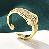 Rack Plating Brass Micro Pave Clear Cubic Zirconia Cuff Finger Rings for Women RJEW-M028-30G-02-4