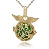 Golden Tone Brass Hollow Round Cage Pendants KK-J230-05G-1