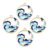 Chinese Style Alloy Enamel Pendants X-ENAM-M043-03G-01-RS-1