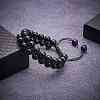 Natural Obsidian Braided Bead Bracelet BJEW-SW00001-19-4