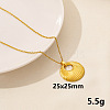 304 Stainless Steel Hollow Round Pendant Necklaces FU6316-12-1