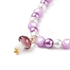 Lampwork Mushroom Pendant Necklace with Glass Pearl & Acrylic Heart Beaded for Women NJEW-JN03904-5