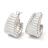 Brass Grooved Teardrop Hoop Earrings for Women EJEW-K248-09P-1