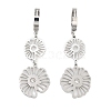 Left and Right Hollow Flower 304 Stainless Steel Dangle Earrings EJEW-L283-089P-1