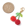 Cherry Glass Seed Beads Pendant Decorations HJEW-MZ00126-3