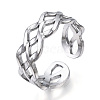 304 Stainless Steel Wave Open Cuff Ring RJEW-N040-36-1