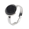 Half Round Natural Black Agate Finger Rings RJEW-M062-01P-30-1