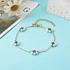 Shell Pearl & Acrylic Beads Flower Link Bracelets X1-BJEW-TA00003-03-2