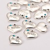 Wedding Theme Antique Silver Tone Tibetan Style Heart with Bride Rhinestone Charms LS-TIBEP-N005-12A-2