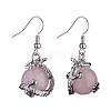 Natural Rose Quartz Dragon Dangle Earrings EJEW-A092-12P-11-2